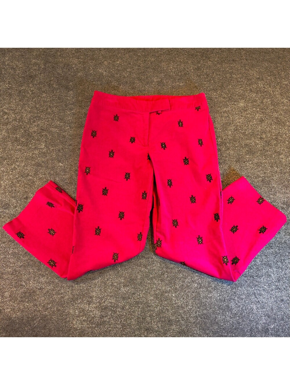 Lilly Pulitzer Hot Pink Corduroy Embroidered Turtle Nautical Pants Women's 10P